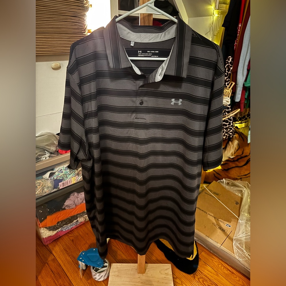 Under Armour Men's Dark Gray Striped Polo